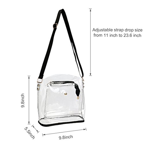 Women Clear Crossbody Purse Bag - NFL,NCAA & PGA Stadium Approved Shoulder Handbag - Transparent See Through Plastic PVC Purse 12"x12"x6" - Thumbnail 4