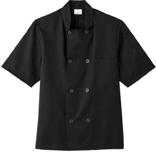 Five Star 18001 Unisex Short Sleeve Chef Jacket (Black, XX-Large)