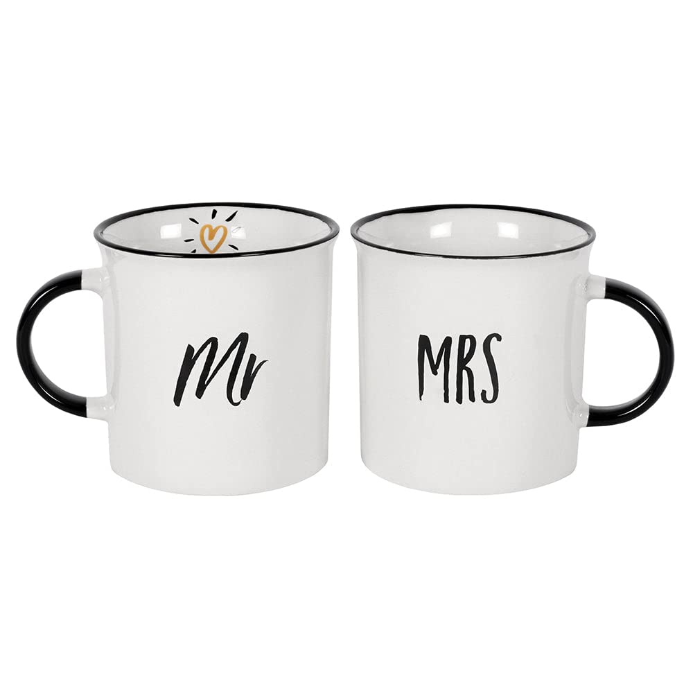 Mug Set | "Mr & Mrs" | H:10cm W:25cm D:9.5cm | pack of 2
