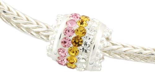 Ryssa Collection 925 Sterling Silver Story Troll Bead Charm - Multi-Color Crystal Crown