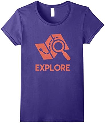 Womens Explore! Map Icon, Wanderlust, Travelling, Travel T-Shirt Medium Purple