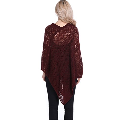 Leoparts Women Soft Knitted Pullover V Neck Batwing Poncho Cape Spring Sweater Cloak Shawl