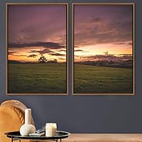 2 Piece Framed Canvas Wall Art Sunset in The Mountains Canvas Prints Home Artwork Decoration for Living Room,Bedroom - 16
