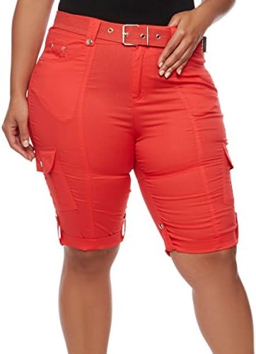 Helium London Womens Cotton Stretch Poplin Bermuda Shorts With Belt