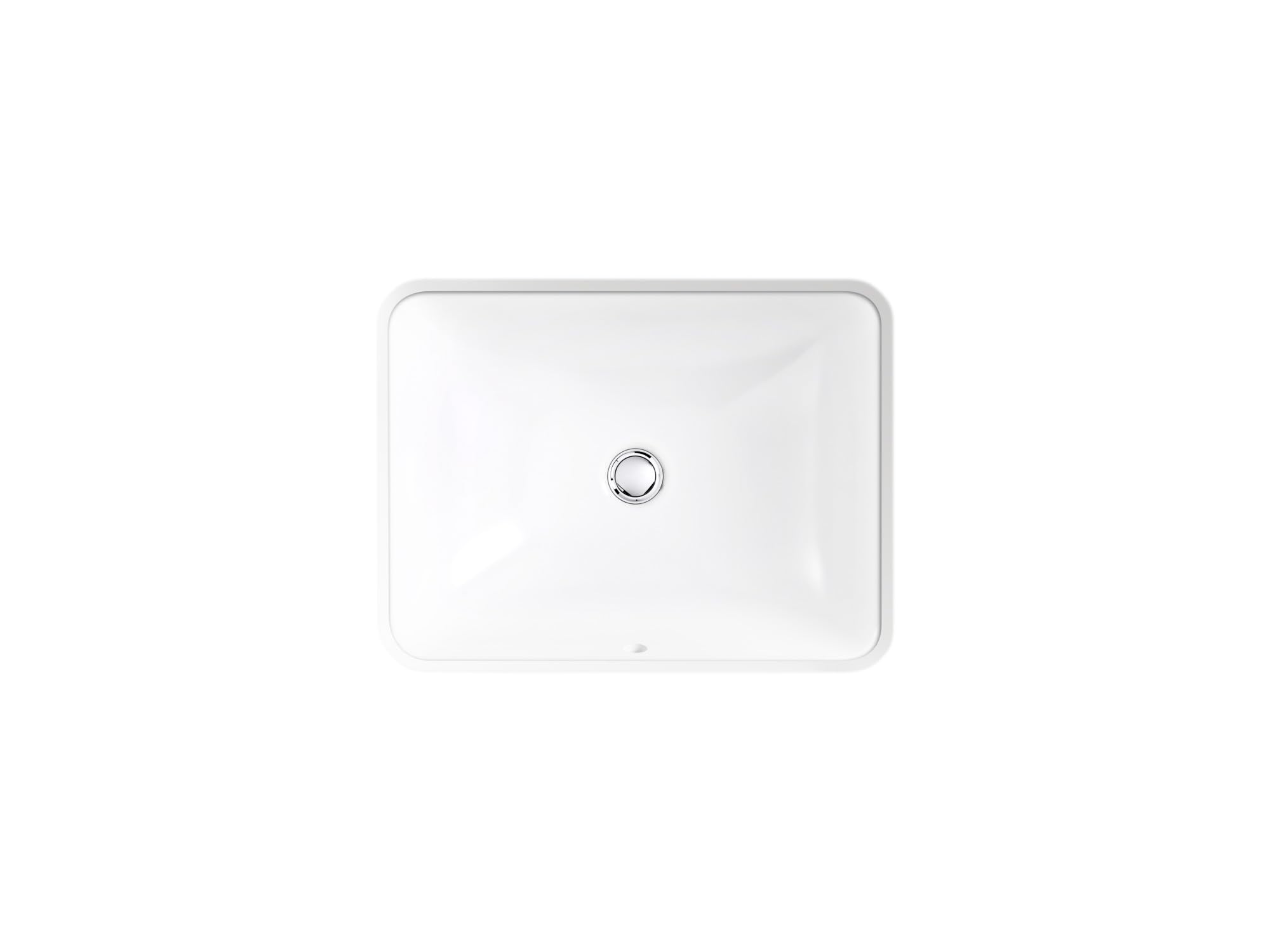 KOHLER 20000-0 Caxton Rectangle Undermount Bathroom Sink, Bathroom Vanity Sink with Overflow Drain, 20-1/4 L x 15-11/16 W, White