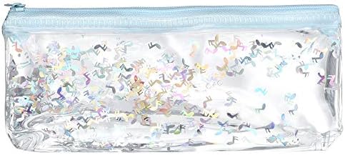 KFSO Transparent Pencil Pen Case,Creative Pencil Case Transparent Sequins Quicksand Oil Stationery Bag Zipper Cosmetic Bag (C)