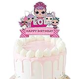 LOL Cake Topper, Happy Birthday Cake Toppers, Cake Pink Decorations for Bday Theme Party - Single Side 1 count