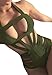 Nulibenna Women's Bandage Halter One Piece Bikini Cut Out Bathing Suit Army Green Large