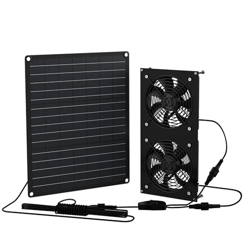 Ventilador de panel solar de 12 W, ventilador solar para gallineros pequeños, invernaderos, cobertizos, casas de mascotas, escape