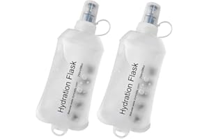 CLINTT 250ml Soft Flask, Foldable Running Water Bottle, TPU Folding Soft Water Flask, BPA-Free Collapsible Flask for Hydration Pack Running Vest, Cycling, Climbing, Hiking - 2Pcs, White