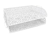 EasyPAG Desk Organizers and Accessories Stackable Paper Tray -2 Tier Stackable Letter Trays,White