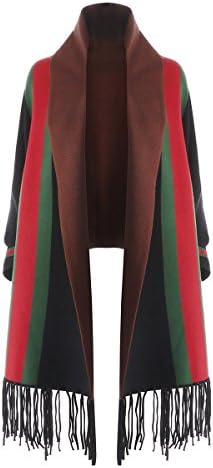 FUYONG Thick Sweater Women 's Autumn and Winter Cape Shawl Stripes (brown)