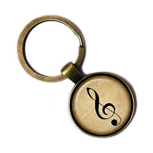 Music Note Bronze Keychain Keyring Handmade