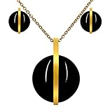 Zhongyong Fashion Sets Of Necklace and Earring Pendant Stainless Artificial Shells Stone Gold Plating