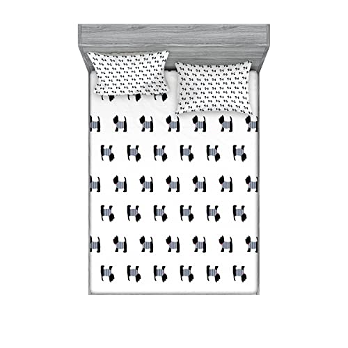 Ambesonne Scottie Dog Fitted Sheet & Pillow Sham