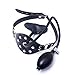 Leather Bondage Inflatable Strap-on Mouth Gag Bound Masks – Faux Leather Lockable & Panel Gag Open Mouth Plug Breathable Restraint Head Hood for Unisex Adults Couples, BDSM/LGBT Fetish Hoodthumb 2