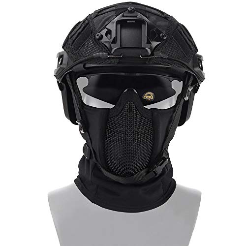 MOGOI Steel Mesh Airsoft Mask, Ninja Style Balaclava Mesh Mask Breathable Half Face Airsoft Mask for Fencing, Airsoft, Paintball, BB Gun, CS Game, Hunting and Shooting, A