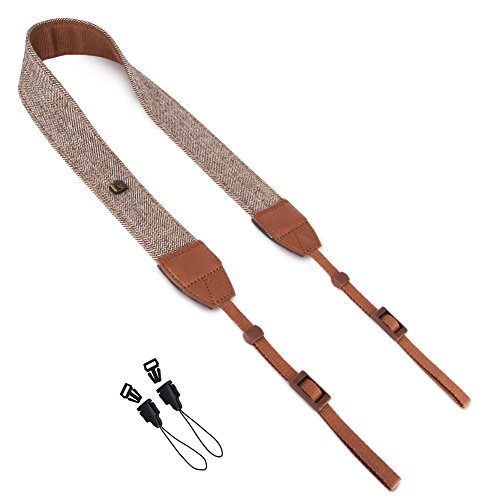 DSLR / SLR Camera Strap - Wolven Camera cotton canvas Neck Shoulder Belt Strap for Nikon Canon Samsung Pentax Sony Olympus Fujifilm Instax Polaroid Pringo - Brown