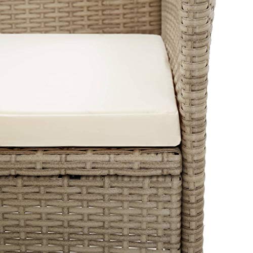 Tidyard 9-TLG. Garten Essgruppe mit Auflagen Poly Rattan Loungegruppe Set Esstisch mit Armlehnstühle Gartengarnitur Gartenmöbel Sitzgruppe für Garten, Terrasse & Balkon Beige – Bild 8