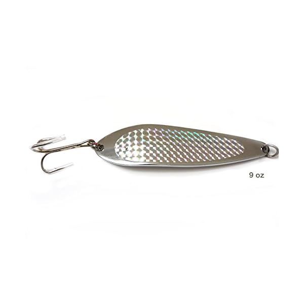 Fish-WOW-9oz-95inch-Fishing-Spoon-with-Treble-Hook-Bait-Lures-Fish-Jig-Silver-Prism-Tape
