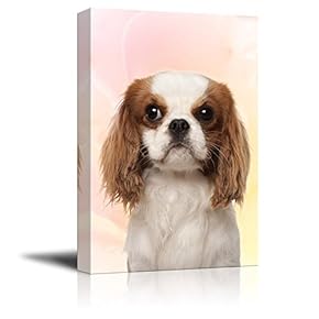 Canvas Print Wall Art - Cute Puppy Dog on Floral Background - Gallery Wrap Modern Home Art | Ready to Hang - 12x18 inches