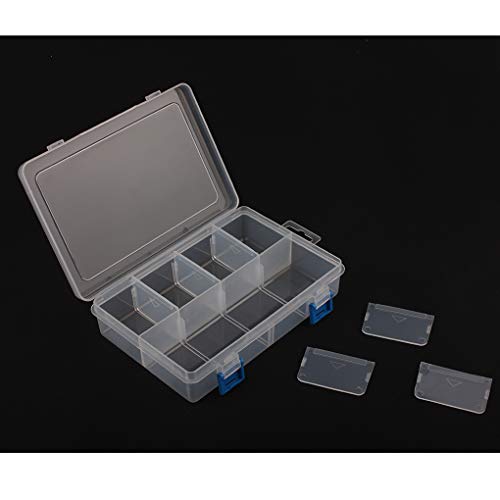 BangQiao Plastic Parts Storage case and Adjustable Divider Box for Hardware, Craft and Bead, 8 Grids, Clear