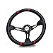 SPPC Universal Deep Dish Drift Racing Steering Wheel (Black PVC & Spoke,Red Mark & Stitch) 350MM