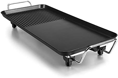 MYY 5-10 Person Electric Grill Hot Adjustable TemperatureTabletop Fondue Ceramic Coating Shabu Hot Pot Barbecue Grill Super Large Household Baking Tin Skillet (Black)