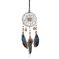 Fenfangxilas Dream Catcher, Handmade Elegant Feather Beads Dream Catcher Car Porch Window Hanging Ornament for Christmas Birthday Wedding Gift