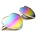 zeroUV - Womens Metal Frame Flash Mirror Rainbow Lens Heart Shape Sunglasses
