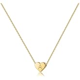 Turandoss Heart Initial Necklaces for Women Girls - 14K Gold Plated Heart Pendant Letter Alphabet Necklace Letter Initial Necklace Gifts for Girls Teens