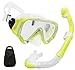 WACOOL Snorkeling Snorkel Package Set for Kids Youth Junior, Anti-Fog Coated Glass Diving Mask, Snorkel with Silicon Mouth Piece,Purge Valve and Anti-Splash Guard. (Yellow)