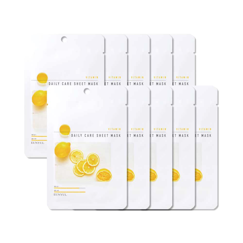 EUNYUL [Pack of 10] Daily Care Facial Sheet Mask Pack Vitamin 10pcs Korean Skincare Facial Mask Pack