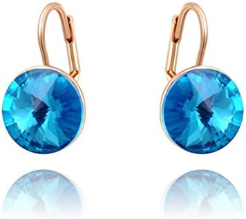 Austrian Crystal Gold-Plated Blue Diamond Stud Earrings