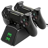 Rocketek PS4 Controller Charger, Dual PS4 Dock Fast Charger Station, Sony Playstation4 Dualshock Charging Station for PS4/PS4 slim/PS4 pro Controller