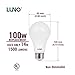 LUNO A19 Non-Dimmable LED Bulb, 14W (100W Equivalent), 1500 Lumens, 2700K (Soft White), Medium Base (E26), UL Certified (6-Pack)