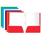 4 Pk. BAZIC Laminated Bright Glossy Color 2-Pockets Portfolios with 3-Prong Fastener