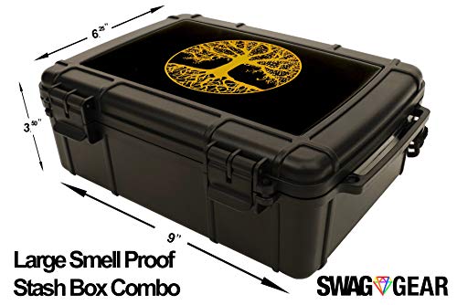 Tree of Life Stash Box Combo - Smell Proof Stash Box Combo - Locking Stash Box Combo - Comes with Grinder Stash Jar and Rolling Tray - (Tree of Life) - Thumbnail 2