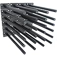 24 Pcs 8" Black Solid Steel Floating Shelf Bracket Blind Shelf Supports - Hidden Brackets for Floating Wood Shelves - Concealed Blind Shelf Support – Screws and Wall Plugs Included