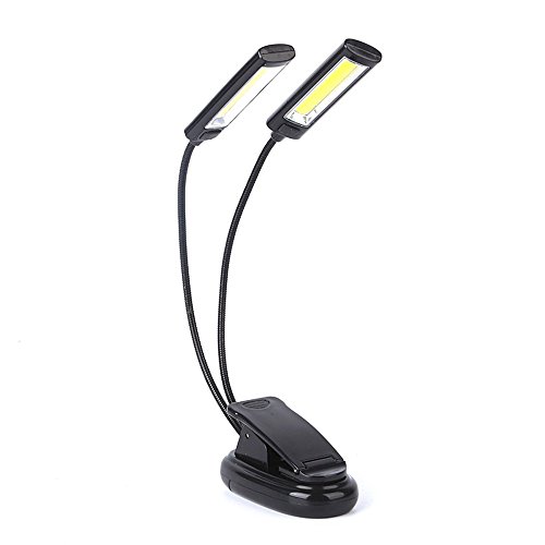 iMagitek Eye-Care LED COB Book Light, Sturdy Adjustable Clip On Bed Reading Light, Music Stand Lamp with 2 Flexible Arms, Perfect for Bookworms & Music Players