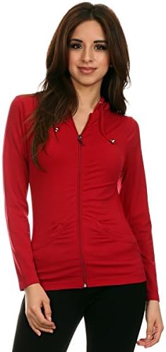 Lotus Lightweight 4-Way Stretch Hooded Active Yoga Fitness Zumba Jacket with Pokets Zip Up/One Size