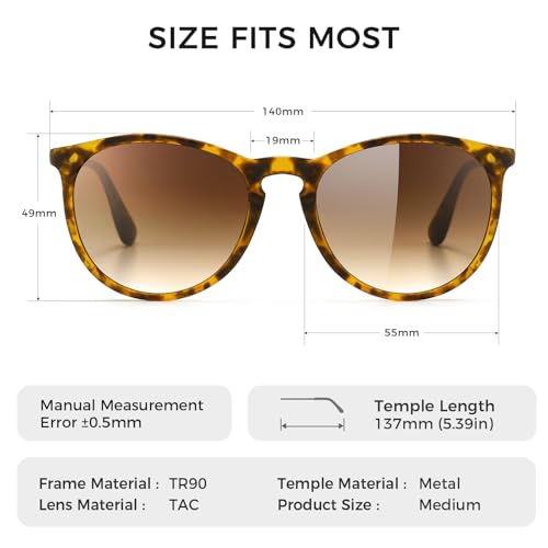 SUNGAIT Premium Vintage Round Sunglasses for Women Men Classic Retro Trendy Style
