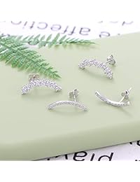 Besteel - 2 pares de pendientes de plata de ley 925 para mujeres y adolescentes.