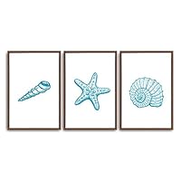 3 Piece Framed Canvas Wall Art Simple Seabed Elements Canvas Prints Home Artwork Decoration for Living Room,Bedroom - 16