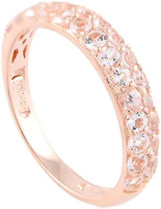 18K Rose Gold Plated Sterling Silver Morganite Double-row Stackable Ring, Size 7