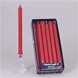 Classic Colonial Candle Unscented Tapered Candles, 12 Pack, Red, 10