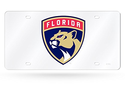 Florida Panthers New Logo SILVER Deluxe Silver Laser Cut Acrylic Inlaid License Plate Tag Hockey