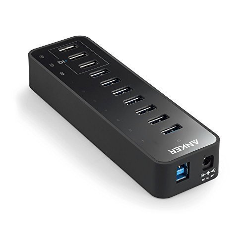 Anker USB Hub, USB 3.0 Hub, 10 Port 60W Data Hub, with 7 USB-3.0 Ports, 3 PowerIQ Charging Ports, Compatible with MacBook, iMac, Dell XPS, Surface Pro, iPhone, iPad Air, Galaxy Series, Mobile HDD