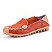Labato Style Women's Floral Print Hollow Out Driving Loafers Leather Slip On Flat Shoes