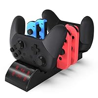 Bieay Controller Charger Dock for Nintendo Switch, 8 In1 Charging Station Bracket Holder Dock for Nintendo Switch Joy-Con Controllers and Pro Controllers (Black)